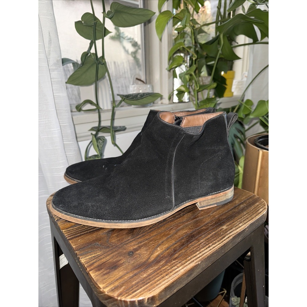 Call It Spring Mens Black Suede Side Zip Ankle Boots Almond Toe Low Heel Boots